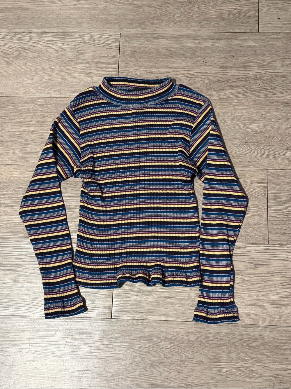 Vintage striped mock neck top